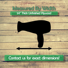 Load image into Gallery viewer, Hairdryer Unfinished Wood Cutout Shapes - Laser Cut DIY Craft
