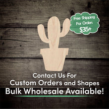 Load image into Gallery viewer, Cactus Unfinished Wood Cutout Shapes - Laser Cut DIY Craft