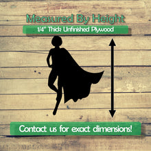 Load image into Gallery viewer, Superhero Woman Unfinished Wood Cutout Shapes - Laser Cut DIY Craft