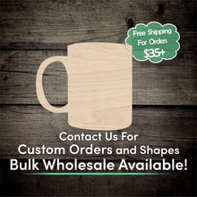 Load image into Gallery viewer, Coffee Cup Unfinished Wood Cutout Shapes - Laser Cut DIY Craft