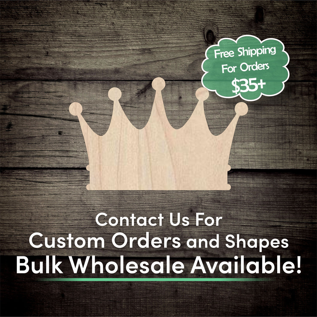 Crown Unfinished Wood Cutout Shapes - Laser Cut DIY Craft