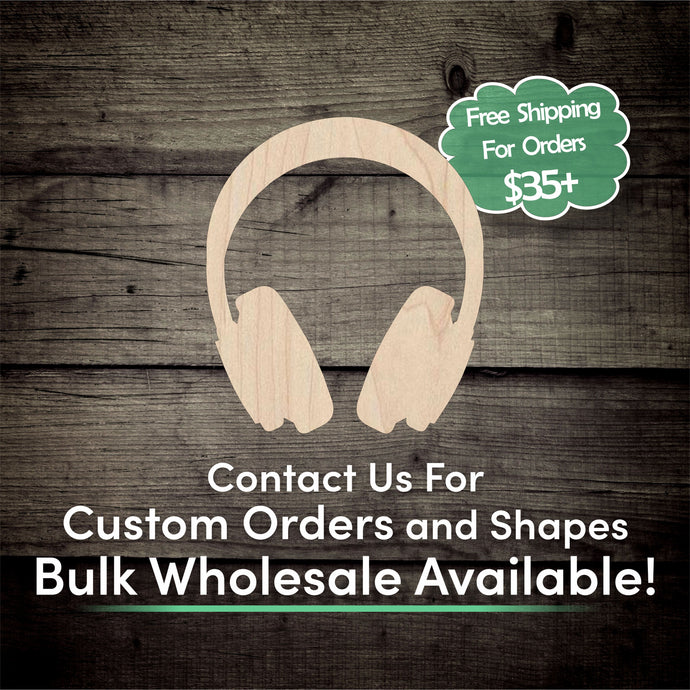 Headphones Earmuff Unfinished Wood Cutout Shapes - Laser Cut DIY Craft