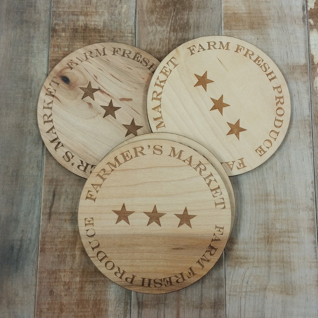 Farmer's Market- Laser Engraved Coaster 4 Set