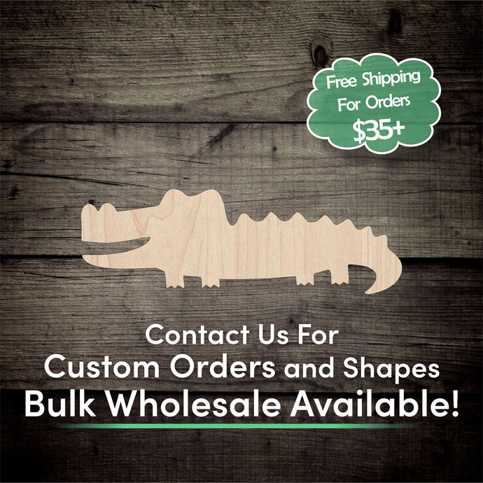 Cute Alligator Unfinished Wood Cutout Shapes - Laser Cut DIY Craft