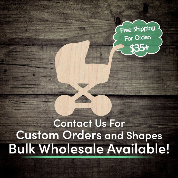 Baby Stroller Unfinished Wood Cutout Shapes - Laser Cut DIY Craft