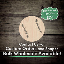 Load image into Gallery viewer, Baseball Unfinished Wood Cutout Shapes - Laser Cut DIY Craft