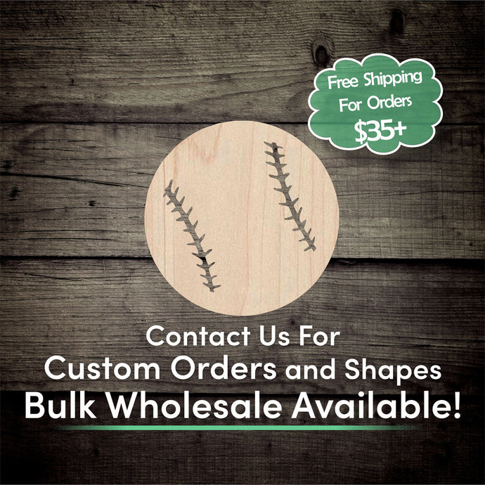 Baseball Unfinished Wood Cutout Shapes - Laser Cut DIY Craft