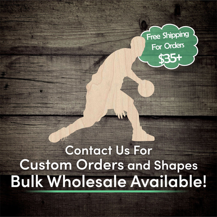 Basketball Player Unfinished Wood Cutout Shapes - Laser Cut DIY Craft