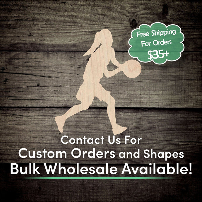 Basketball Player Unfinished Wood Cutout Shapes - Laser Cut DIY Craft