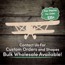 Load image into Gallery viewer, Plane Unfinished Wood Cutout Shapes- Laser Cut DIY Craft