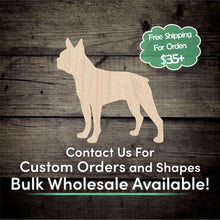 Load image into Gallery viewer, Boston Terrier Unfinished Wood Cutout Shapes - Laser Cut DIY Craft