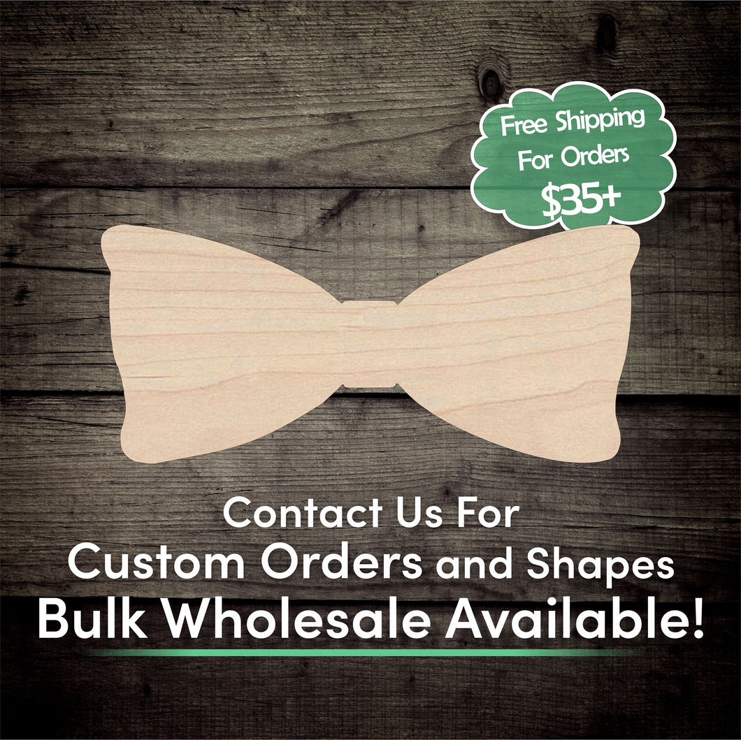Bow Tie Unfinished Wood Cutout Shapes - Laser Cut DIY Craft