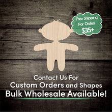 Load image into Gallery viewer, Boy Doll Unfinished Wood Cutout Shapes - Laser Cut DIY Craft