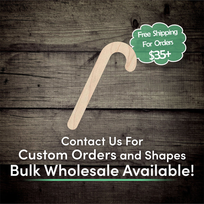 Candy Cane Unfinished Wood Cutout Shapes - Laser Cut DIY Craft