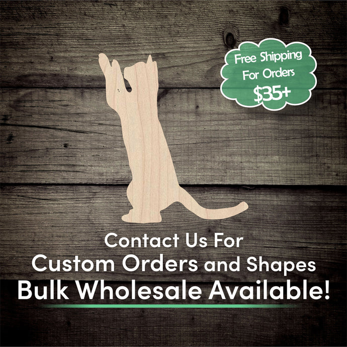 Cat Standing Unfinished Wood Cutout Shapes - Laser Cut DIY Craft