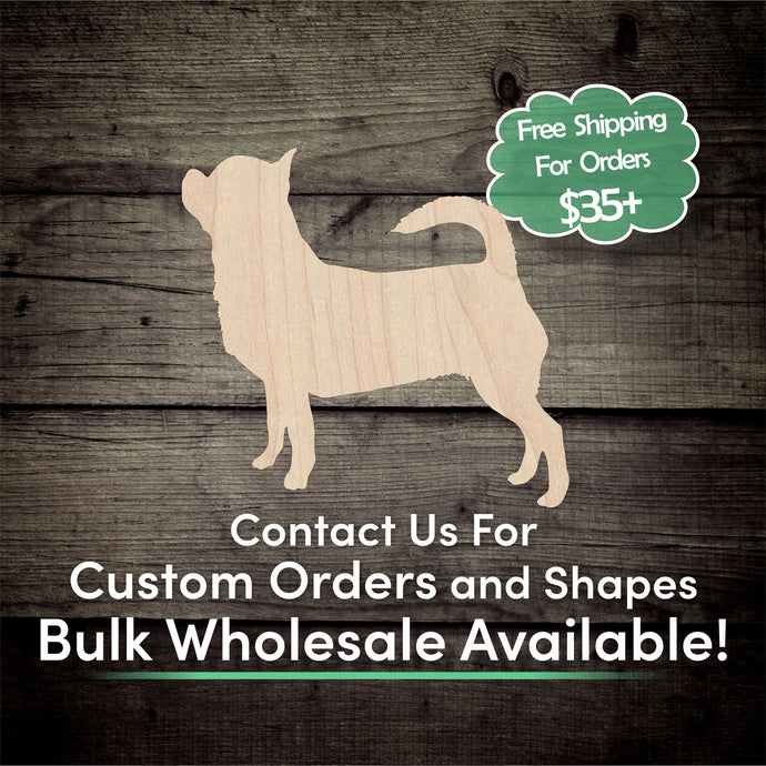 Chihuahua Unfinished Wood Cutout Shapes - Laser Cut DIY Craft