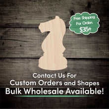 Load image into Gallery viewer, Knight Chess Piece  Unfinished Wood Cutout Shapes - Laser Cut DIY Craft