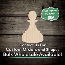 Load image into Gallery viewer, Pawn Chess Piece  Unfinished Wood Cutout Shapes - Laser Cut DIY Craft