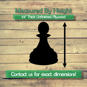 Pawn Chess Piece  Unfinished Wood Cutout Shapes - Laser Cut DIY Craft