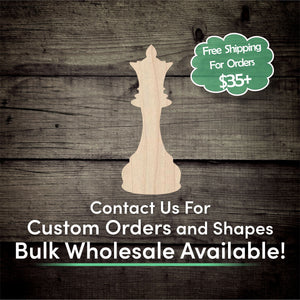 Queen Chess Piece  Unfinished Wood Cutout Shapes - Laser Cut DIY Craft