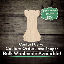 Load image into Gallery viewer, Rook Chess Piece  Unfinished Wood Cutout Shapes - Laser Cut DIY Craft