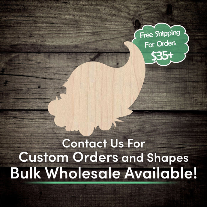 Cornucopia Unfinished Wood Cutout Shapes - Laser Cut DIY Craft