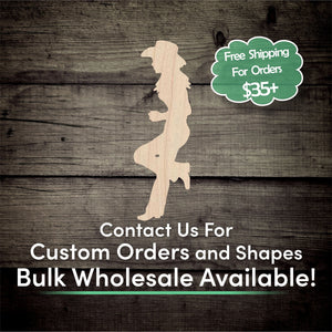 Cowgirl Unfinished Wood Cutout Shapes - Laser Cut DIY Craft