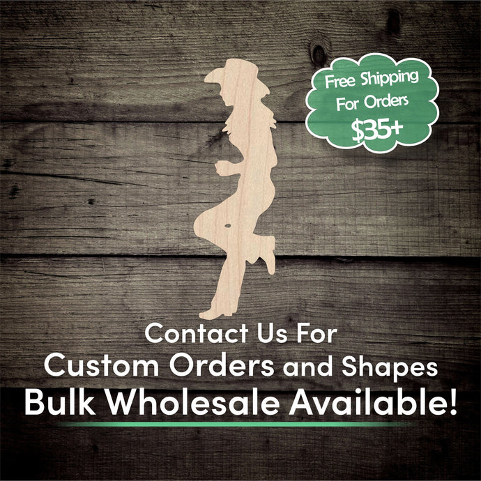 Cowgirl Unfinished Wood Cutout Shapes - Laser Cut DIY Craft