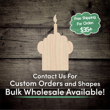 Load image into Gallery viewer, Cupcake With Candle Unfinished Wood Cutout Shapes - Laser Cut DIY Craft