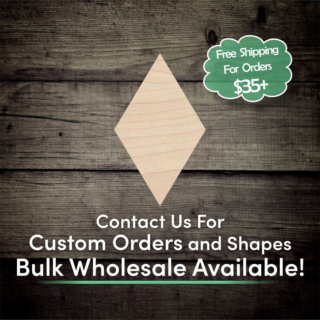 Diamond Unfinished Wood Cutout Shapes - Laser Cut DIY Craft