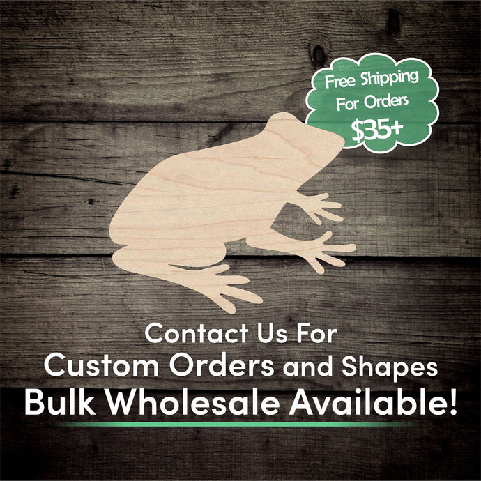 Frog Unfinished Wood Cutout Shapes- Laser Cut DIY Craft