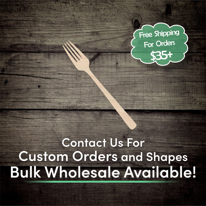 Fork Unfinished Wood Cutout Shapes - Laser Cut DIY Craft