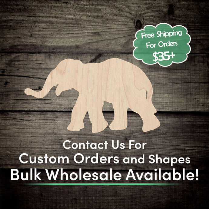 Elephant Unfinished Wood Cutout Shapes - Laser Cut DIY Craft