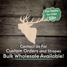 Load image into Gallery viewer, Elk Head Unfinished Wood Cutout Shapes - Laser Cut DIY Craft