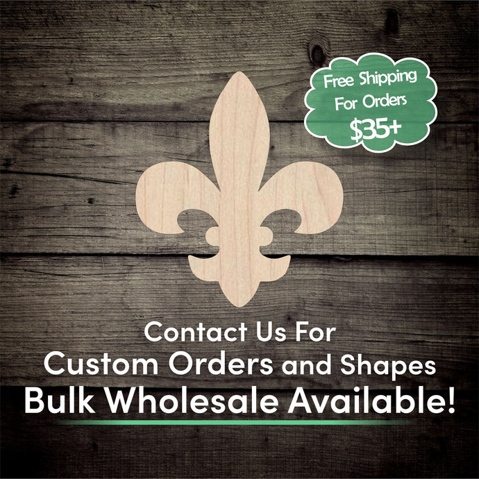 Fleur De Lis Unfinished Wood Cutout Shapes - Laser Cut DIY Craft