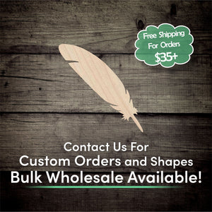 Feather Unfinished Wood Cutout Shapes - Laser Cut DIY Craft