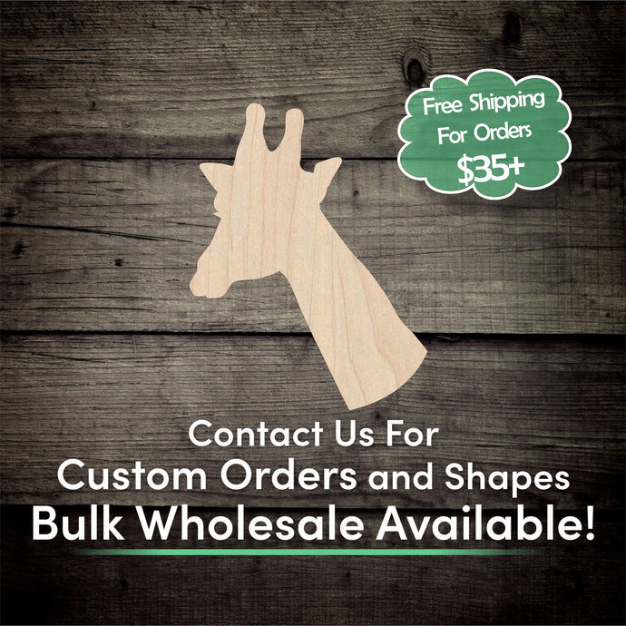 Giraffe Head Unfinished Wood Cutout Shapes - Laser Cut DIY Craft
