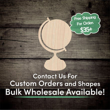 Load image into Gallery viewer, Globe Unfinished Wood Cutout Shapes - Laser Cut DIY Craft