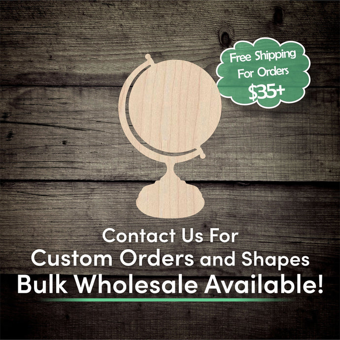 Globe Unfinished Wood Cutout Shapes - Laser Cut DIY Craft