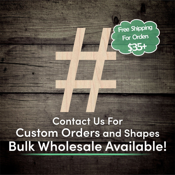 Hashtag Unfinished Wood Cutout Shapes - Laser Cut DIY Craft
