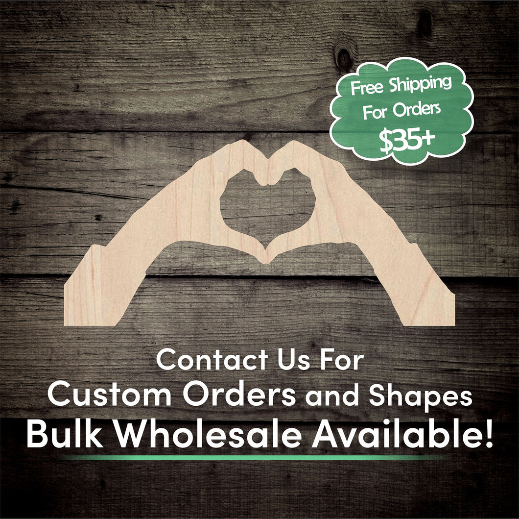 Heart Hands Unfinished Wood Cutout Shapes - Laser Cut DIY Craft