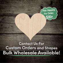 Load image into Gallery viewer, Heart Unfinished Wood Cutout Shapes - Laser Cut DIY Craft