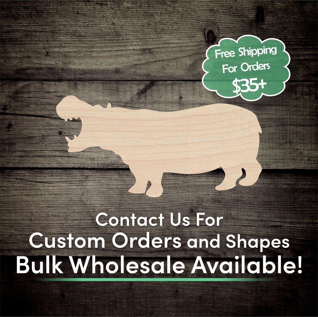 Hippo Unfinished Wood Cutout Shapes - Laser Cut DIY Craft