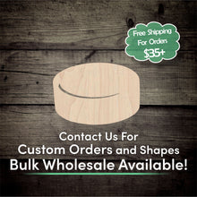 Load image into Gallery viewer, Hockey Puck Unfinished Wood Cutout Shapes - Laser Cut DIY Craft