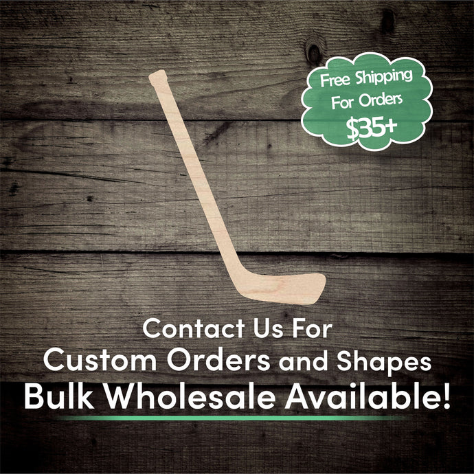 Hockey Stick Unfinished Wood Cutout Shapes - Laser Cut DIY Craft