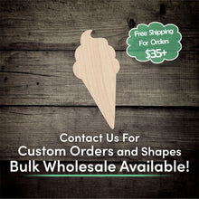 Load image into Gallery viewer, Ice Cream Cone Unfinished Wood Cutout Shapes - Laser Cut DIY Craft