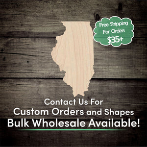 Illinois Unfinished Wood Cutout Shapes - Laser Cut DIY Craft