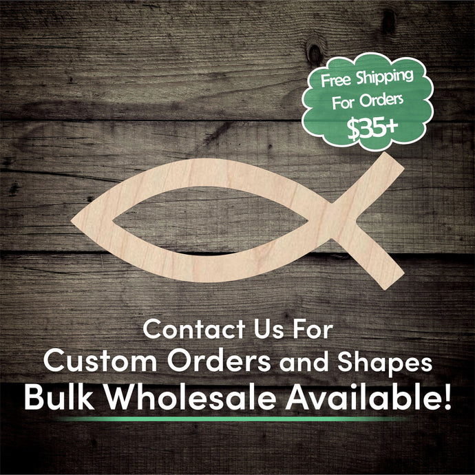 Jesus Fish Unfinished Wood Cutout Shapes - Laser Cut DIY Craft