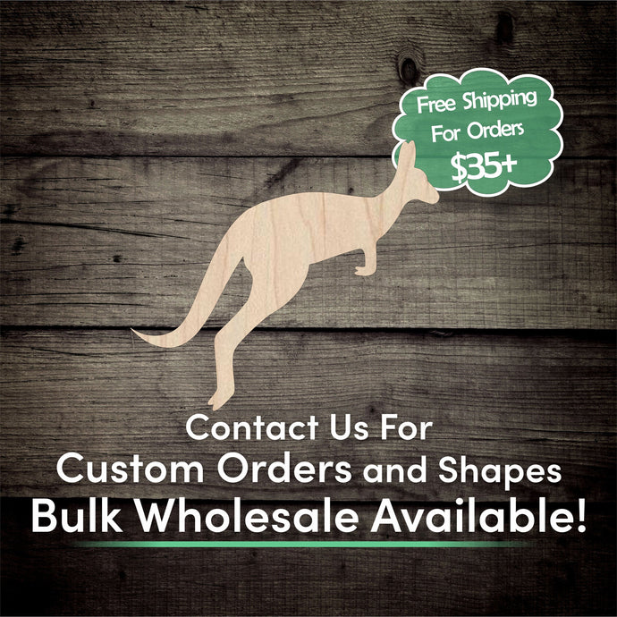 Kangaroo Unfinished Wood Cutout Shapes - Laser Cut DIY Craft