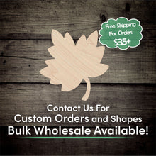 Load image into Gallery viewer, Leaf Unfinished Wood Cutout Shapes- Laser Cut DIY Craft